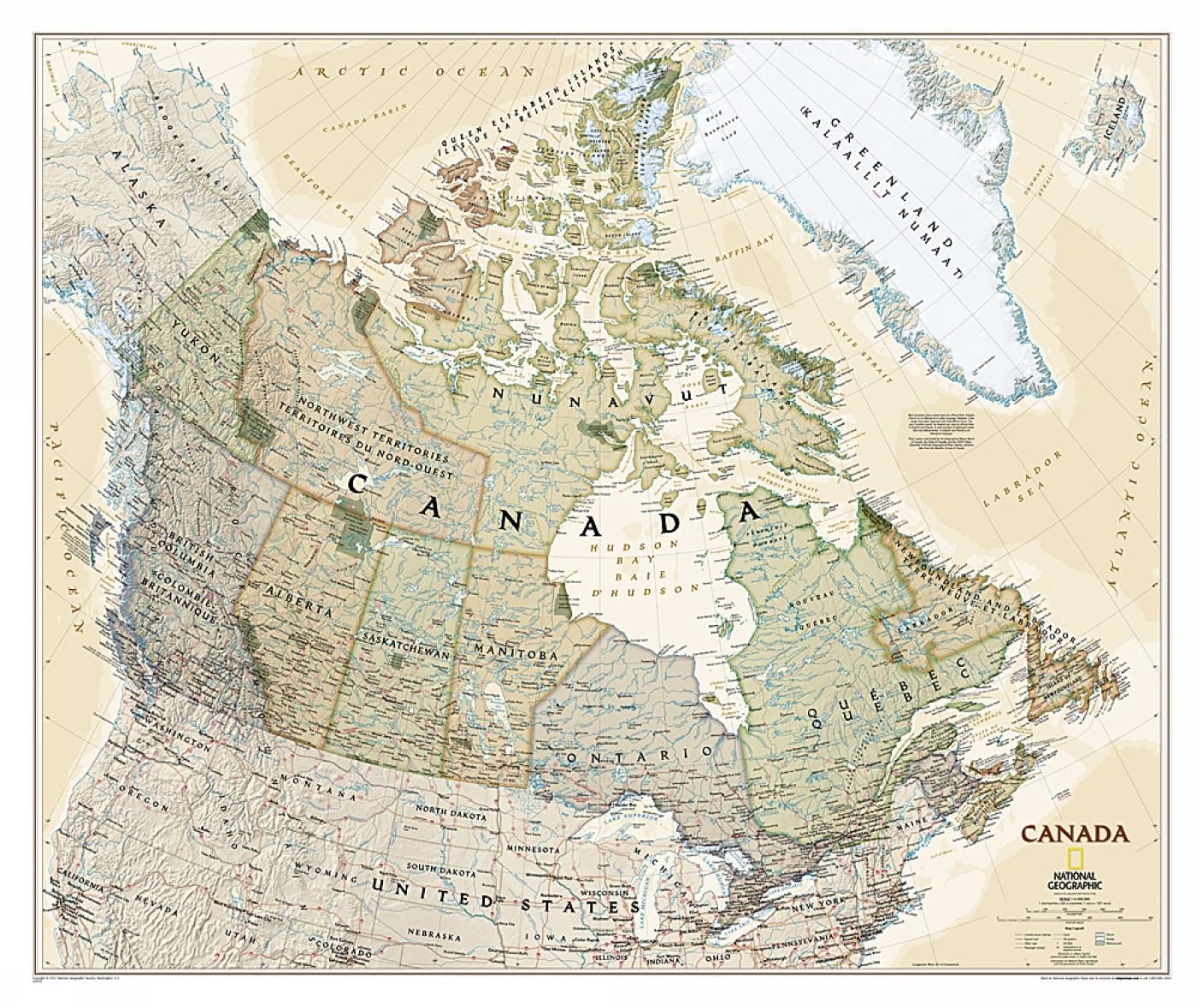 National Geographic Canada Wall Map  Executive (38 x 32 in) (National Geographic Reference Map),Used