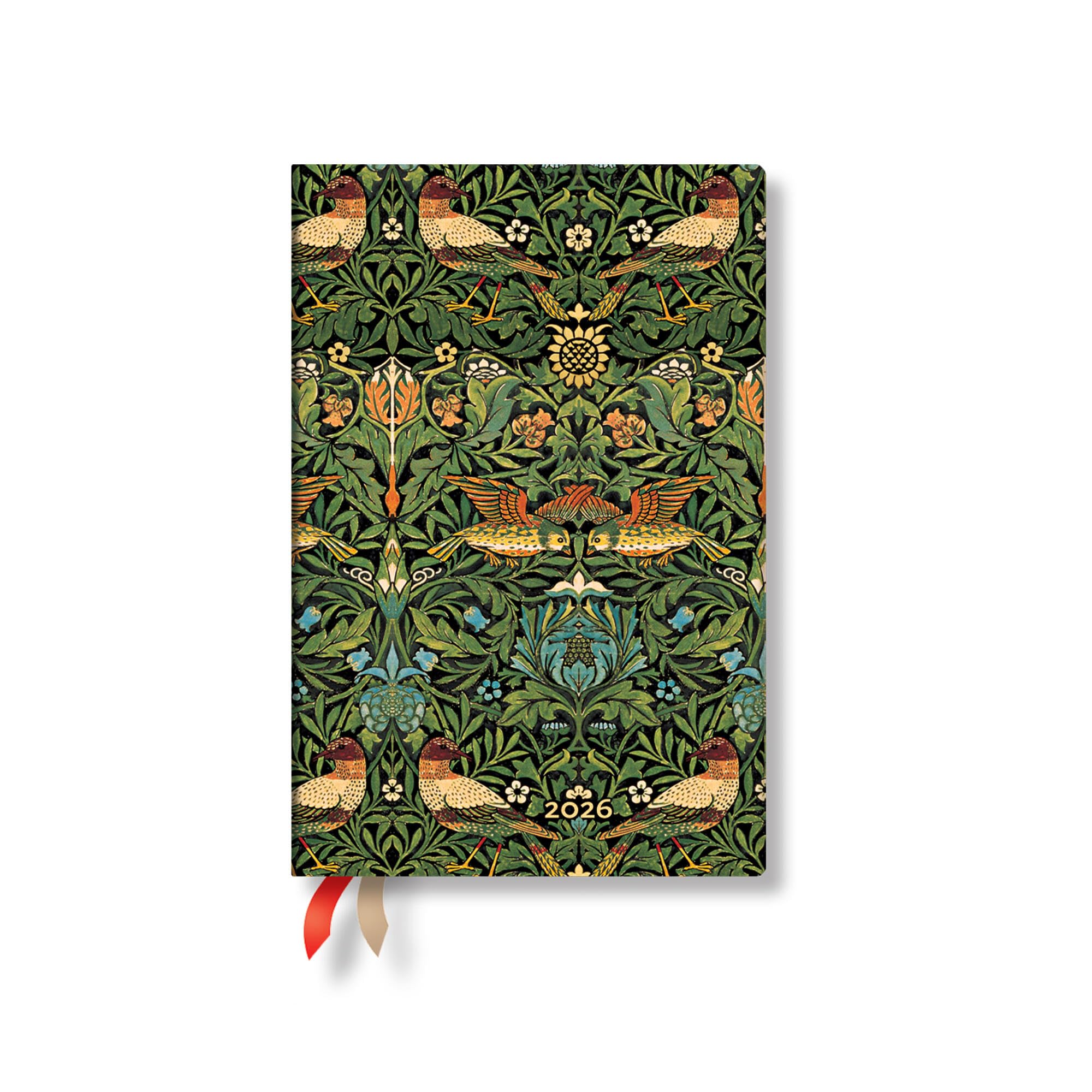 Paperblanks | 2026 Morris Birds | William Morris | 12Month Planner Flexis | Mini | Horizontal | Elastic Band | 176 Pg | 100 Gsm