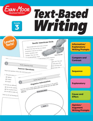 Evanmoor'S Textbased Writing, Grade 3  Homeschooling And Classroom Resource Workbook, Citing Evidence, Prompts, Leveled Texts,Used
