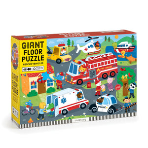 Mudpuppy Rescue Vehicles  48 Piece Giant Floor Jigsaw Puzzle Featuring A Colorful Scene Of Different Kinds Of Rescue Transporta