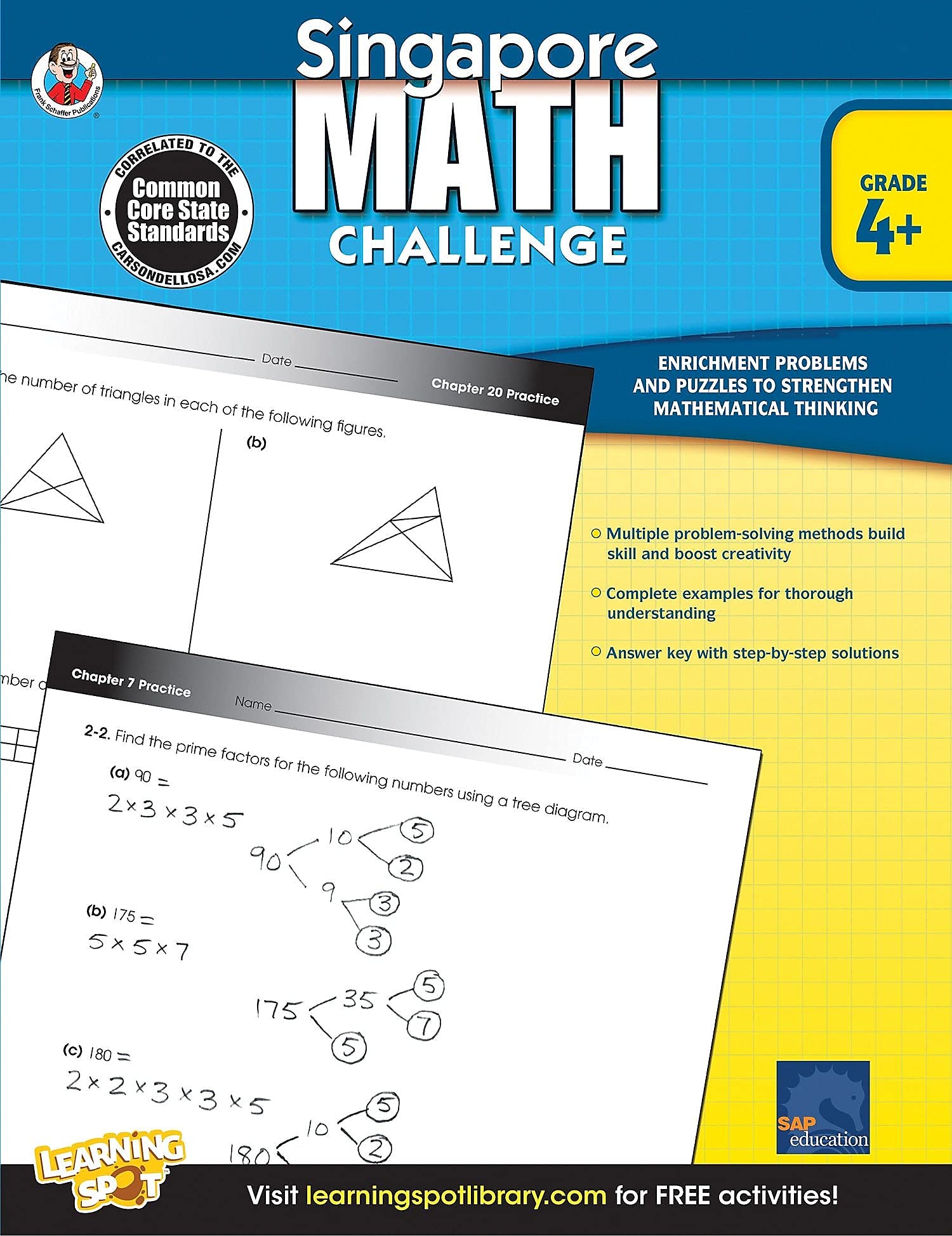 Carson Dellosa 704281 Frank Schaffer Singapore Math Challenge Workbook, Grades 4  6,Used
