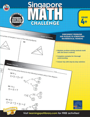 Carson Dellosa 704281 Frank Schaffer Singapore Math Challenge Workbook, Grades 4  6,Used
