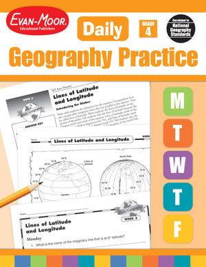 EvanMoor Daily Geography Practice, Grade 4, Homeschooling and Classroom Resource Workbook, Reproducible Worksheets, Teaching Ed,Used