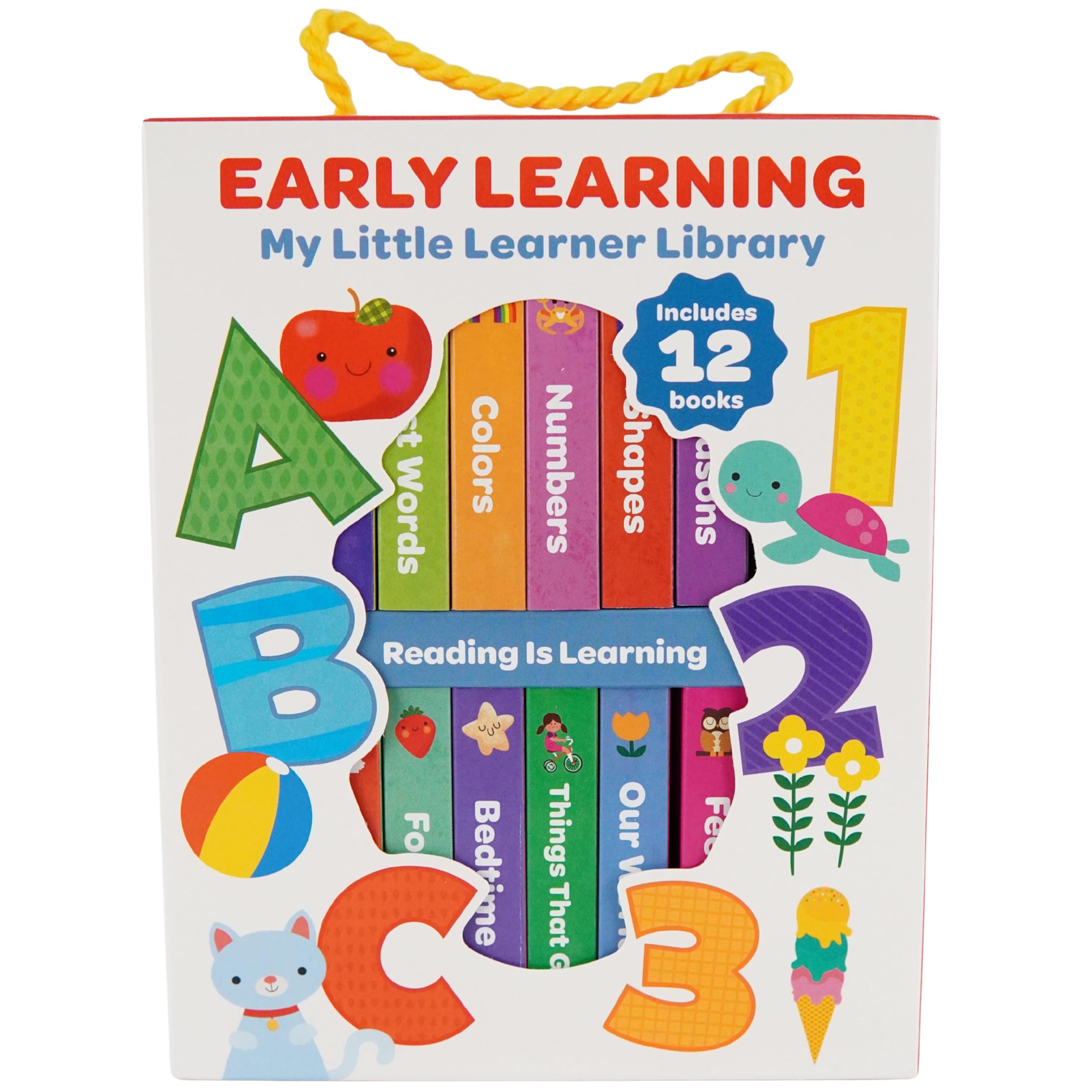 Early Learning My Little Learner Library  12 Mini Board Book Set To Learn Numbers, Colors, Shapes, And More!