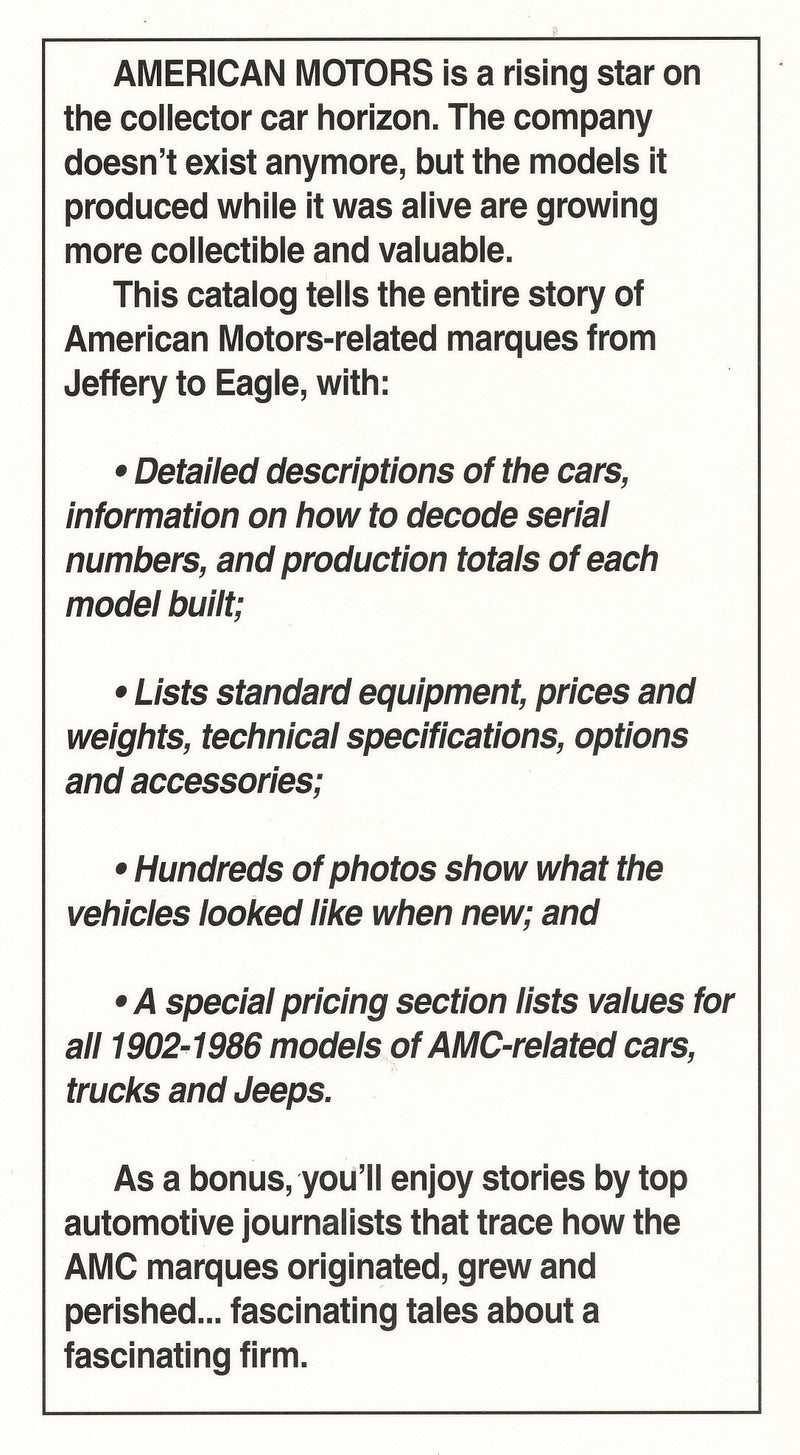 Standard Catalog of American Motors/19021987 (STANDARD CATALOG OF AMERICAN CARS),New