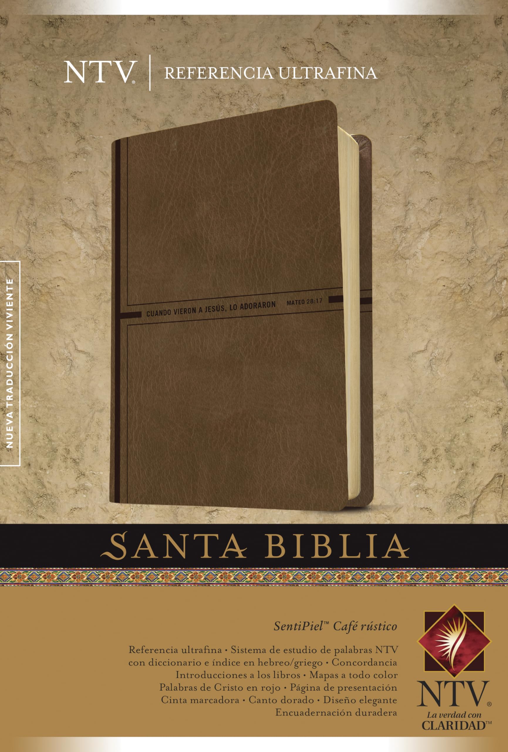 Santa Biblia NTV, Edicin de referencia ultrafina (SentiPiel, Caf rstico, Letra Roja) (Spanish Edition),Used