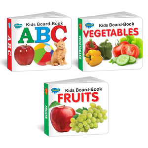 Early Learning Little Library Kids Toys Children Baby Books Set For 1 Year Old To 3 Year Old , Set Of 3 Books - Alphabets, Fruits,Vegetables. Best Books For Toddlers.