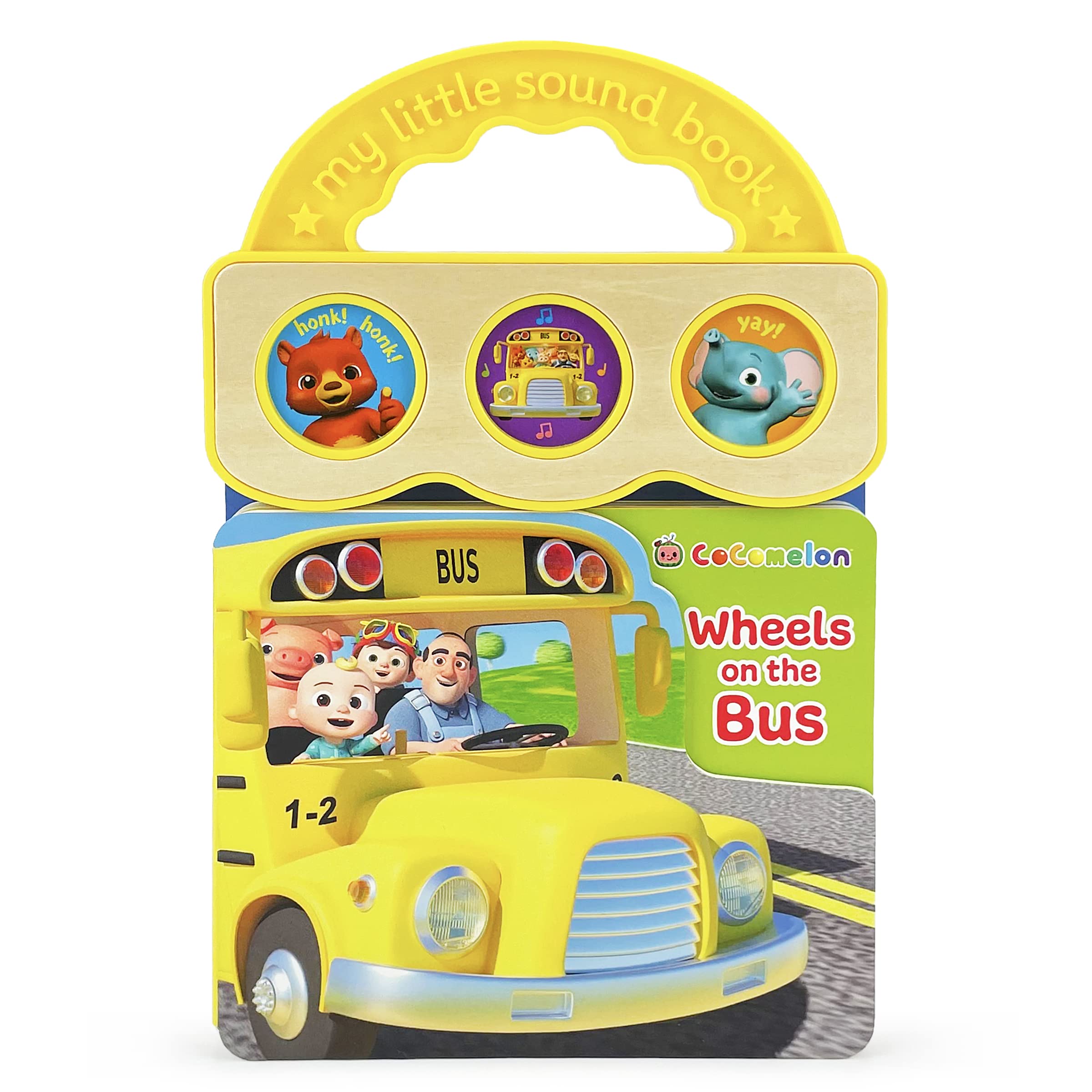 CoComelon Wheels on the Bus 3Button Sound Board Book for Babies and Toddlers, Ages 14,New