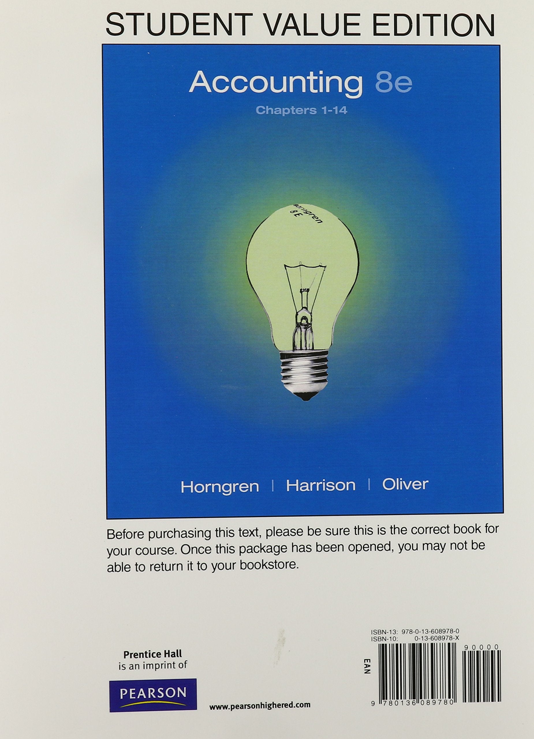 Accounting Chapters 114, Student Value Edition,Used