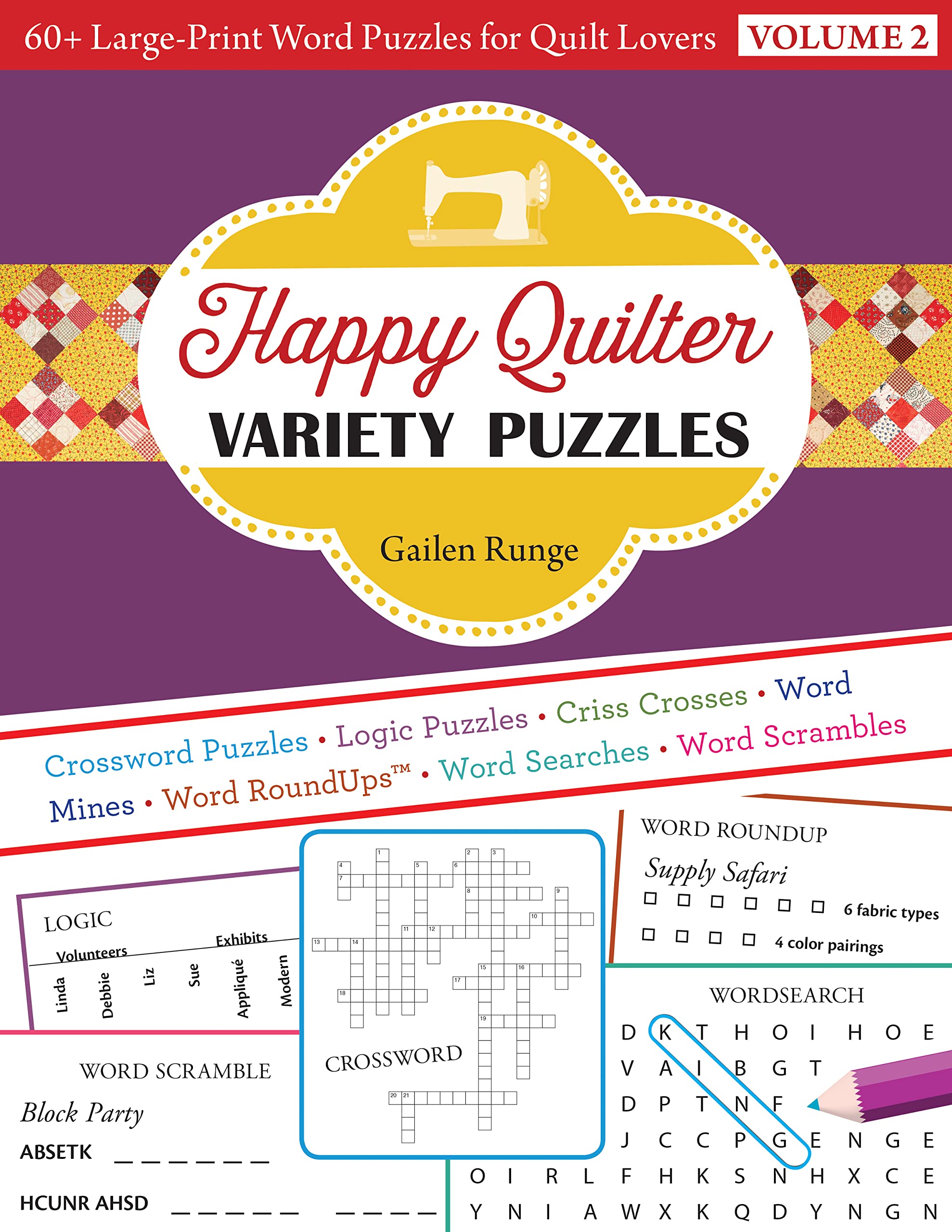 Happy Quilter Variety Puzzles: 60+ Largeprint Word Puzzles for Quilt Lovers (2),Used