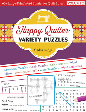Happy Quilter Variety Puzzles: 60+ Largeprint Word Puzzles for Quilt Lovers (2),Used