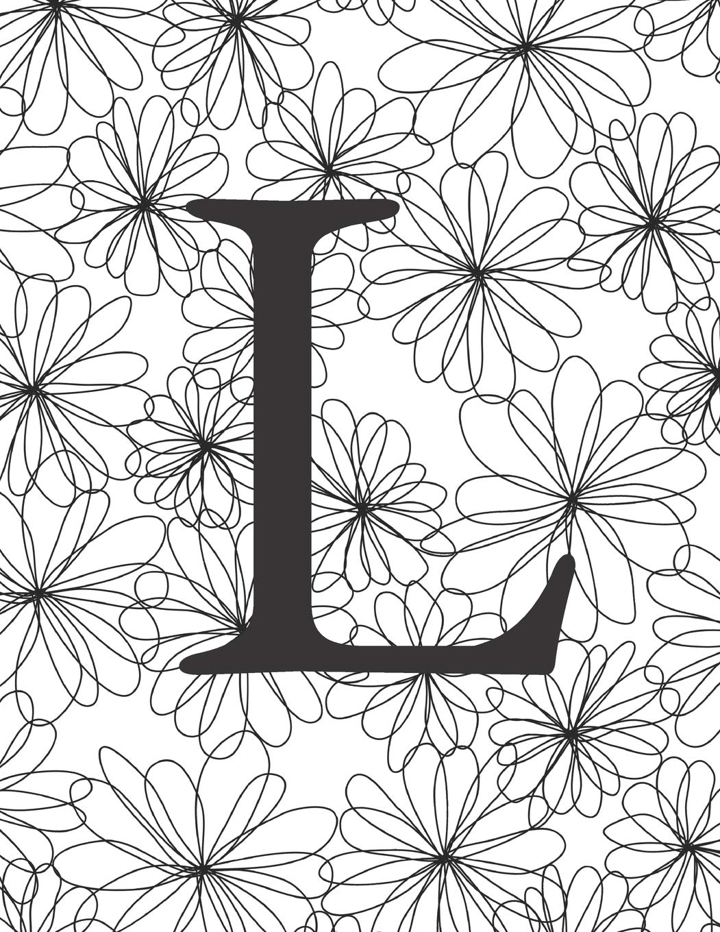 L: Monogram Initial L Notebook for Women and GirlsBlack and White Flower120 Pages 8.5 x 11,Used