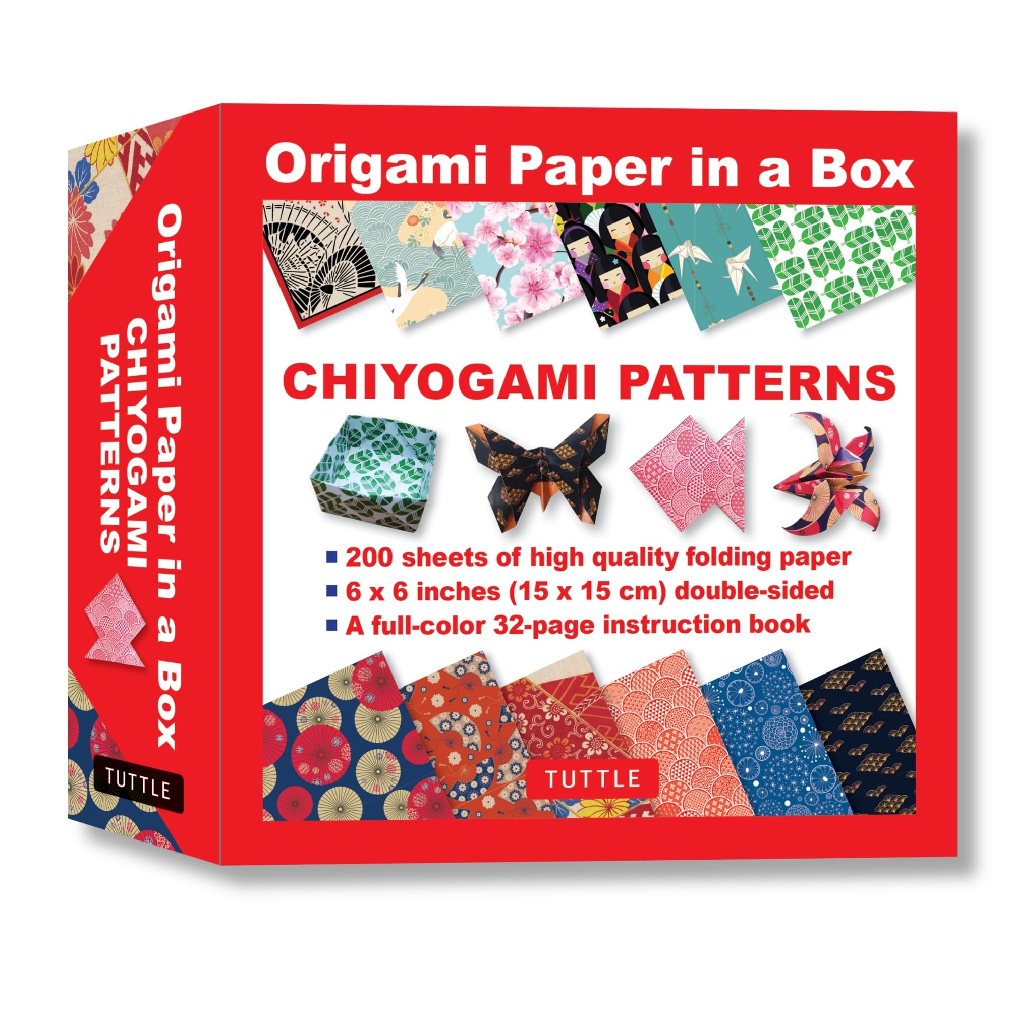 Origami Paper In A Box  Chiyogami Patterns: 200 Sheets Of Tuttle Origami Paper: 6X6 Inch Origami Paper Printed With 12 Differen,Used