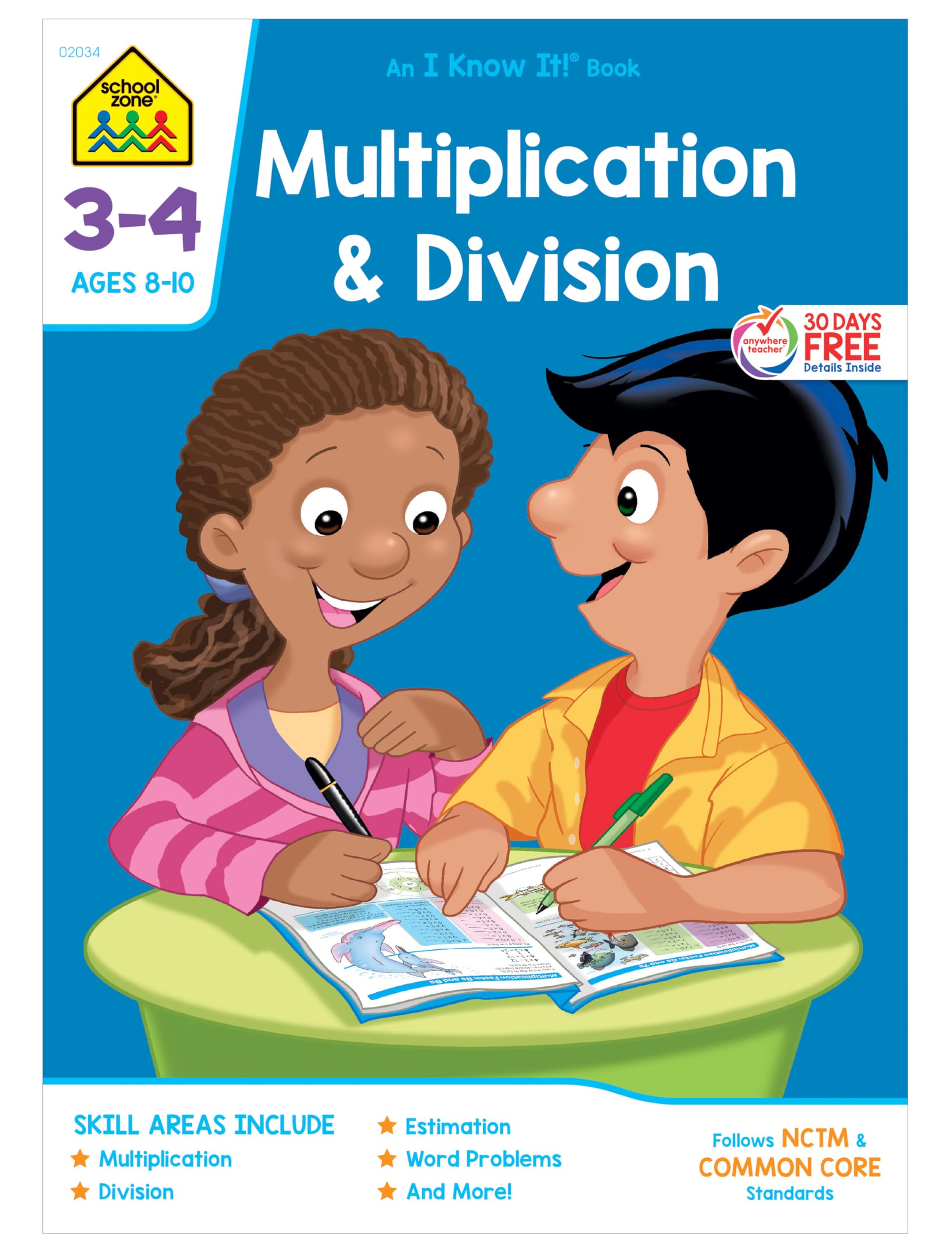 School Zone  Multiplication & Division Workbook  32 Pages, Ages 8 To 10, 3Rd Grade, 4Th Grade, Estimation, Word Problems, And,Used