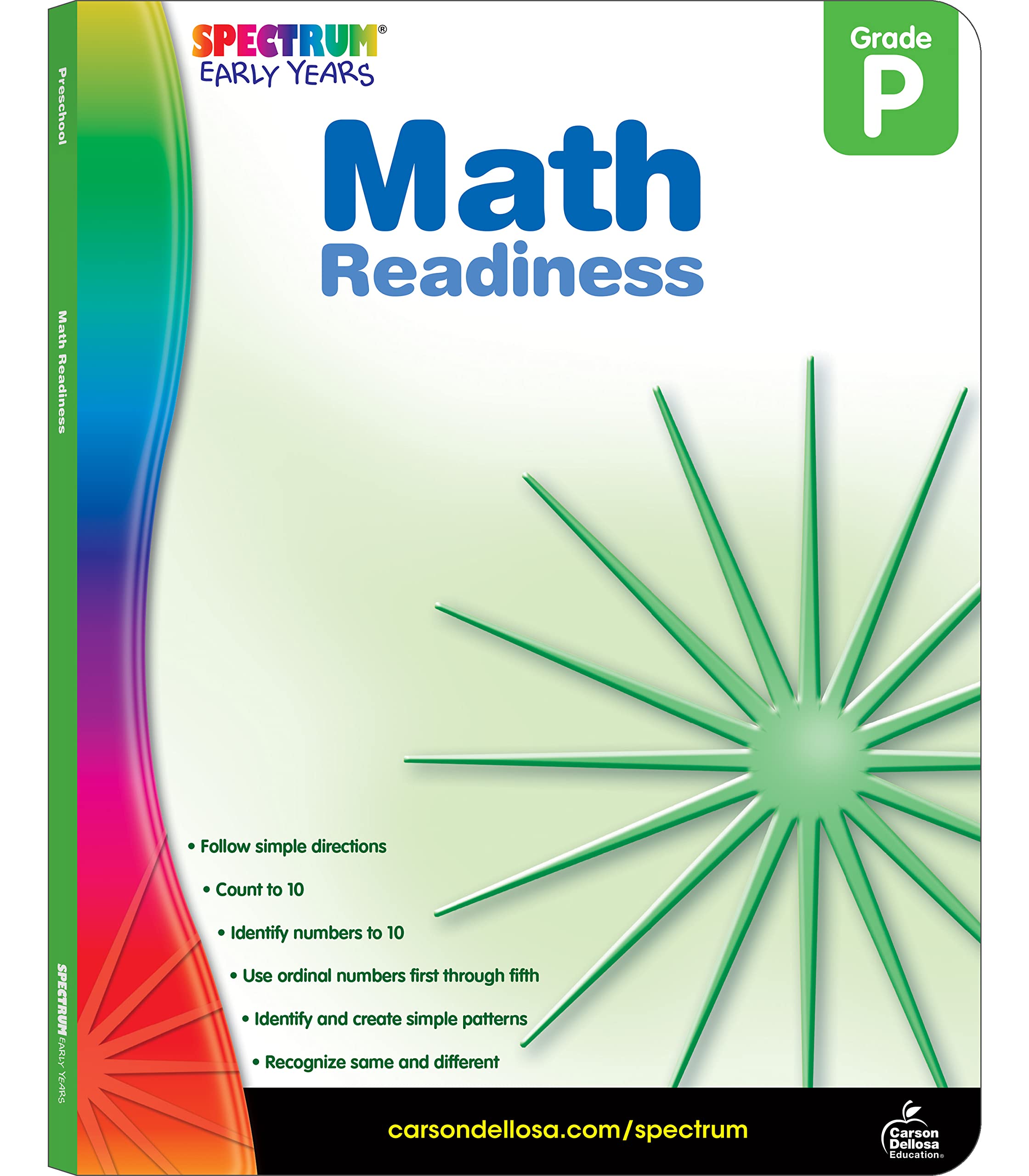Spectrum Preschool Math Workbook, Ages 4 to 6, Preschool Math, Practice Counting to 10, Identifying and Creating Patterns, Ordin,Used