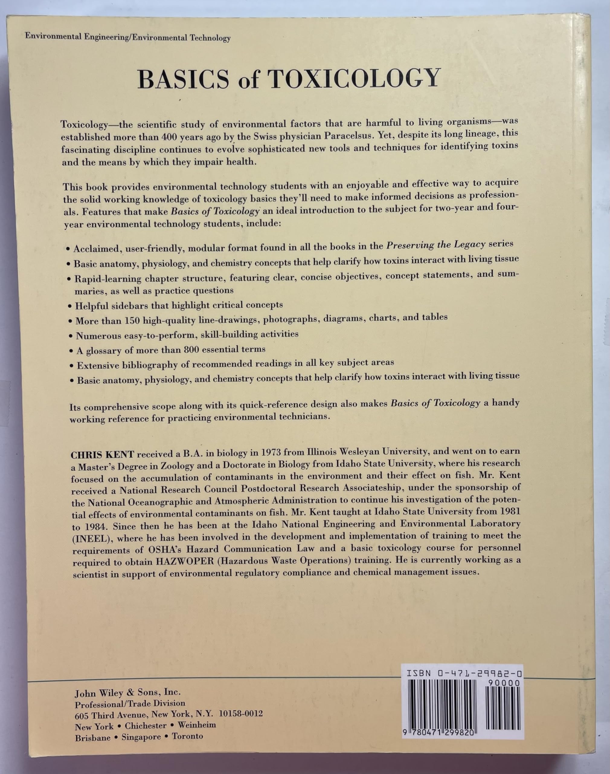 Basics of Toxicology: Preserving the Legacy,Used