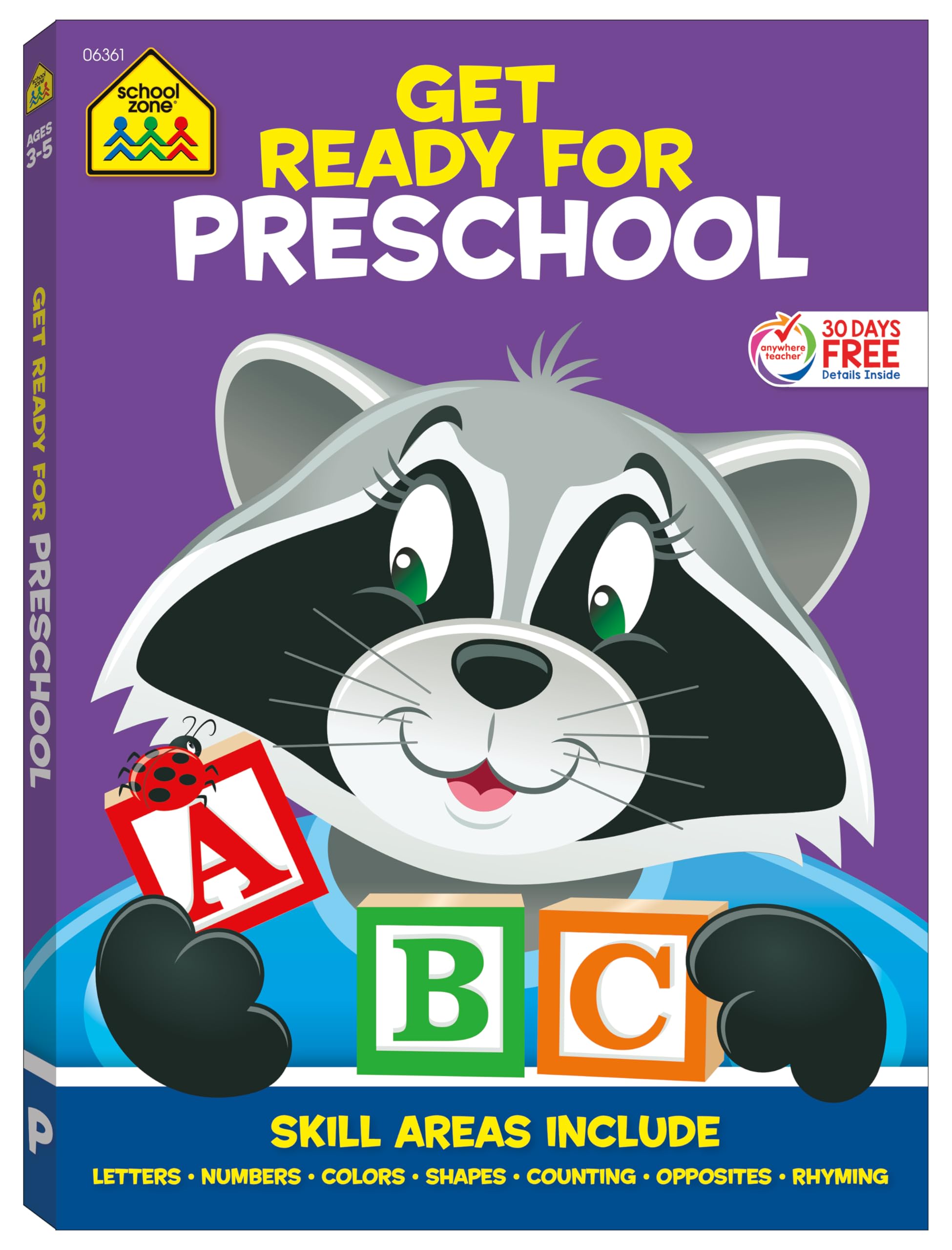 School Zone Get Ready For Preschool Workbook: 256 Pages, Prek, Kids Learning Book, Early Reading, Math, Letters, Numbers, Color