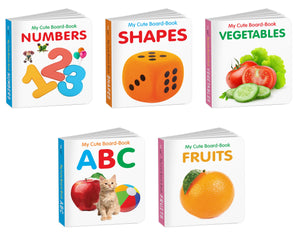 Early Learning Little Library For Toddlers : Pocket Books Set Of Abc, Vegetables, Shapes, Fruits And Numbers - Toddler Learning Books Set, Baby Board Books Collection | Pack Of 5 Books For Kids