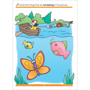 School Zone  Does It Belong? Workbook  32 Pages, Ages 3 To 5, Preschool To Kindergarten, Picture Puzzles, Grouping, Comparing ,Used