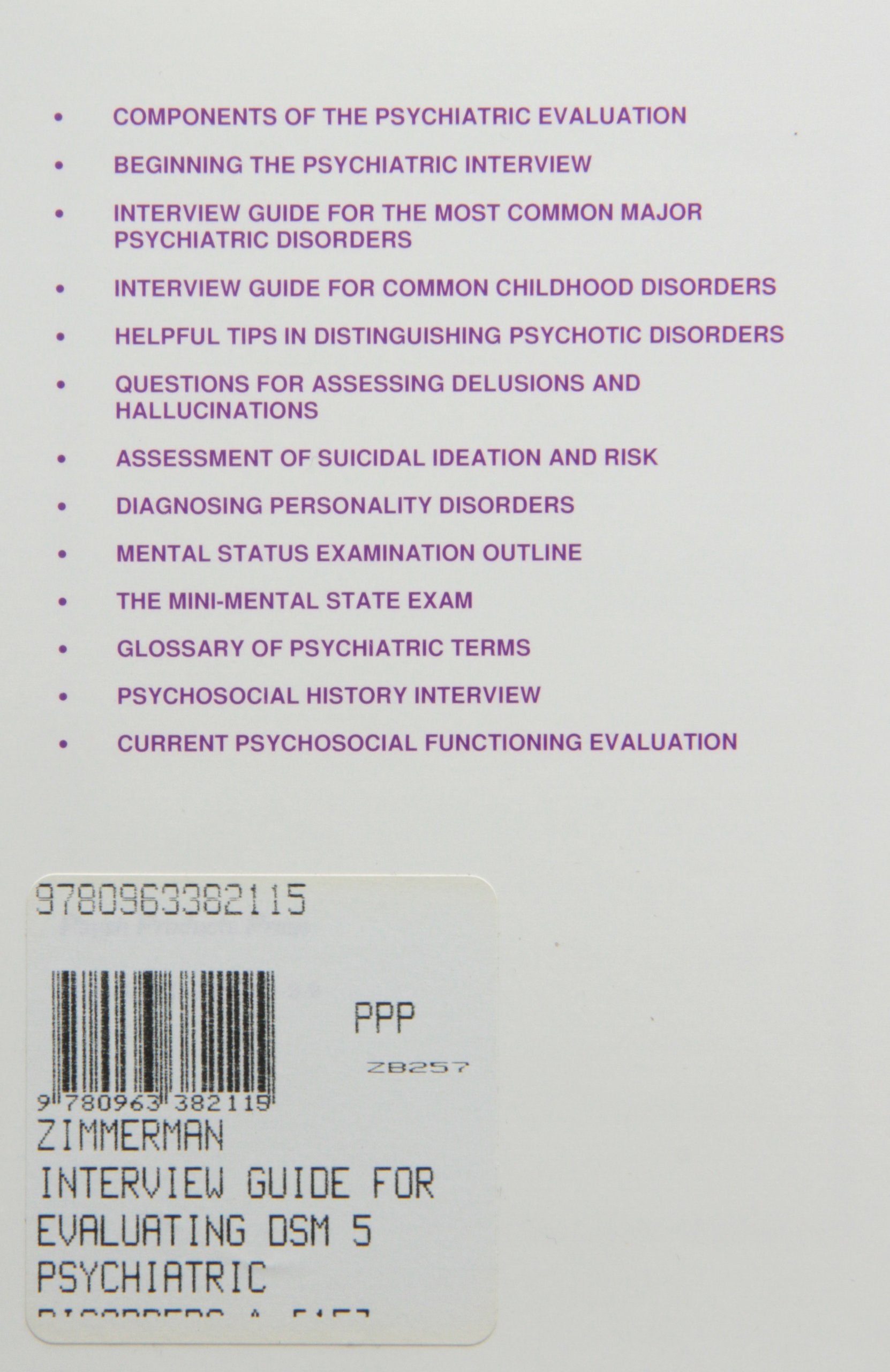 Interview Guide for Evaluation of DsmIV Disorders,New