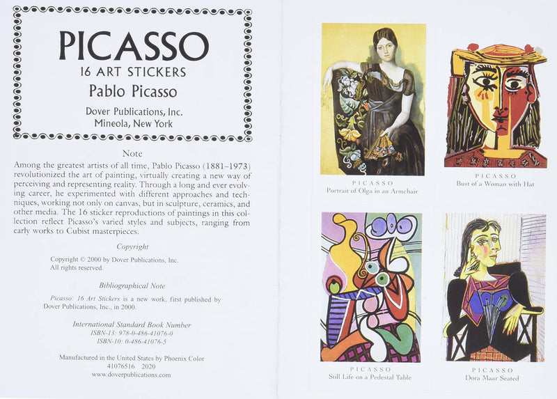 Dover Fine Art Stickers: Picasso (Dover Art Stickers),New