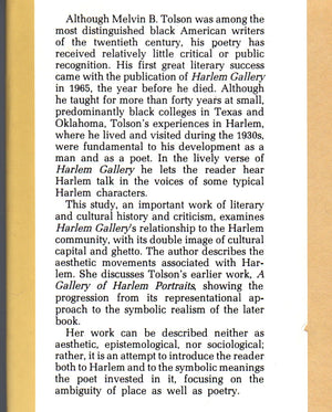 Melvin B. Tolson's Harlem gallery: A literary analysis,Used