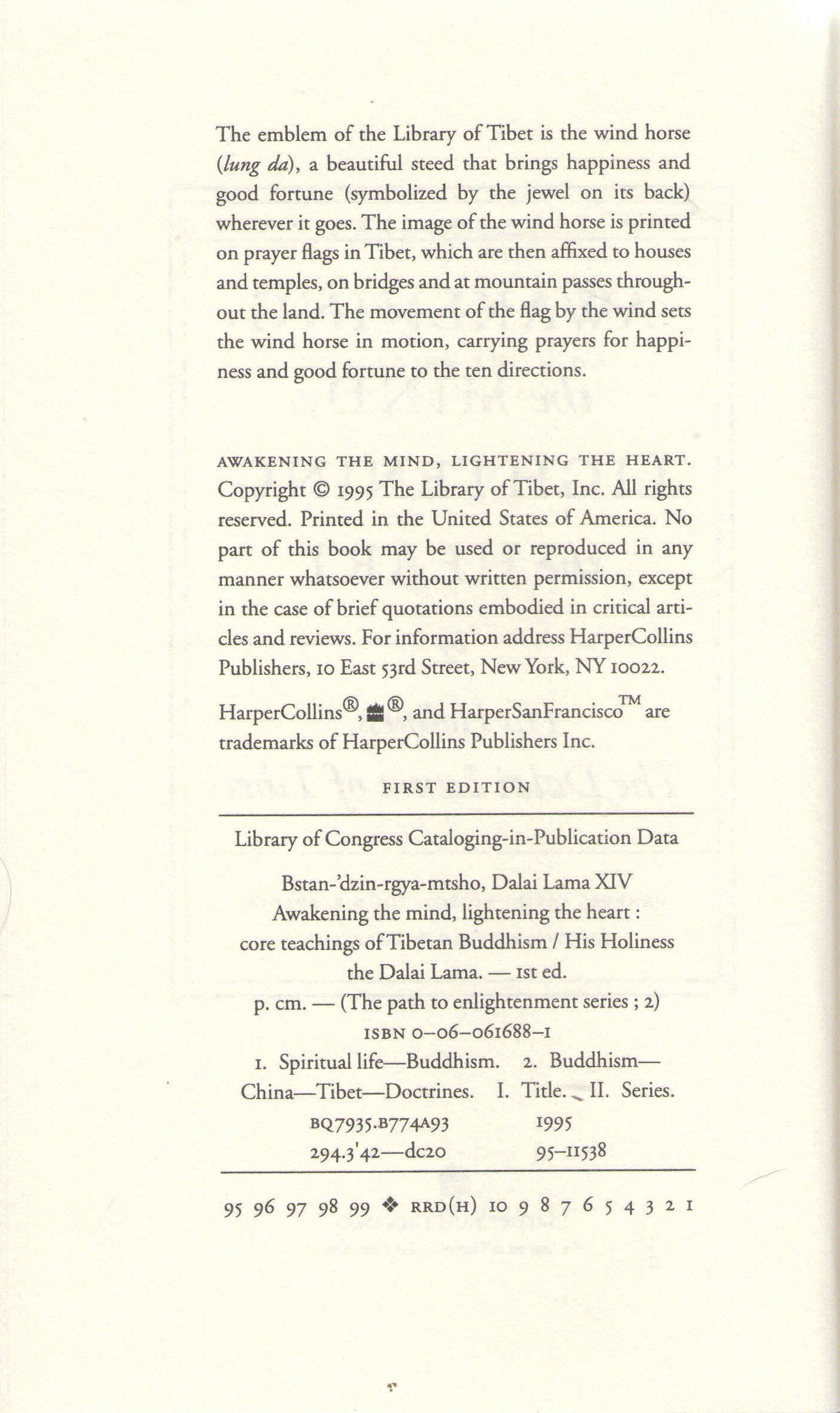 Awakening the Mind, Lightening the Heart : Core Teachings of Tibetan Buddhism,New