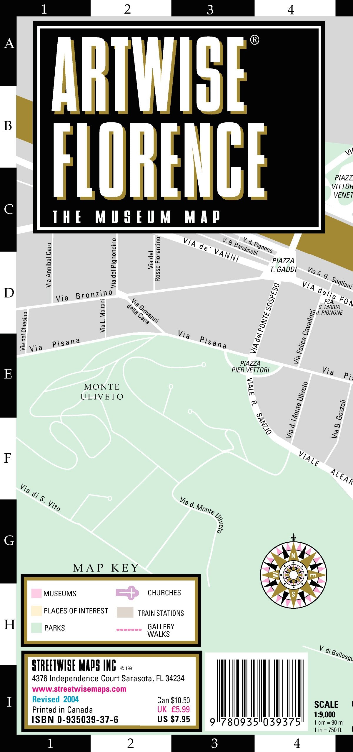 Artwise Florence Museum Map  Laminated Museum Map of Florence, Italy,Used