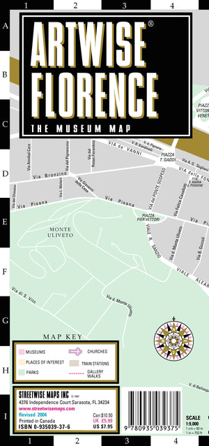 Artwise Florence Museum Map  Laminated Museum Map of Florence, Italy,Used