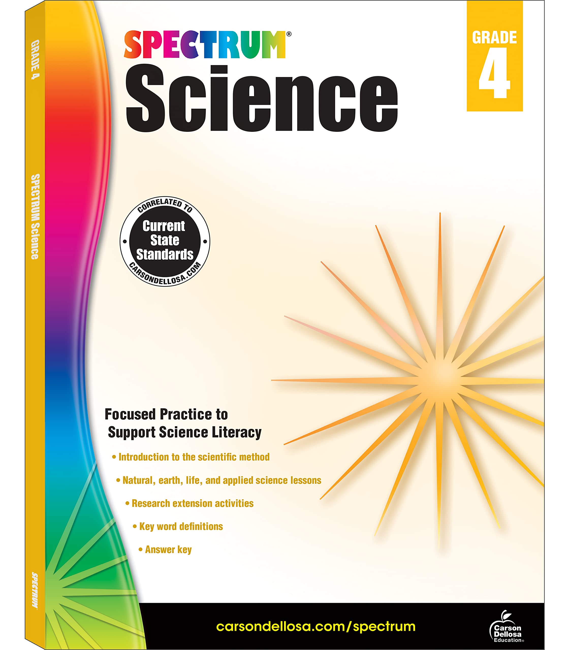 Spectrum Grade 4 Science Workbook, The Scientific Method and Research Activities, Natural, Earth, and Life Sciences, Classroom o,Used