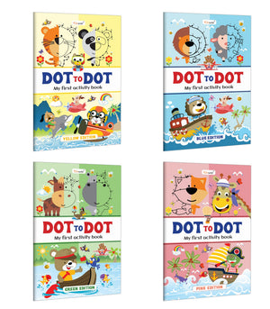 My First Activity Book - Dot To Dot (Blue, Green, Pink And Yellow Edition) : Fun Activities And Exercise For Kids & Children, Kids Activity Workbook, Childrens Learning Book |Pack Of 4 Activity Books