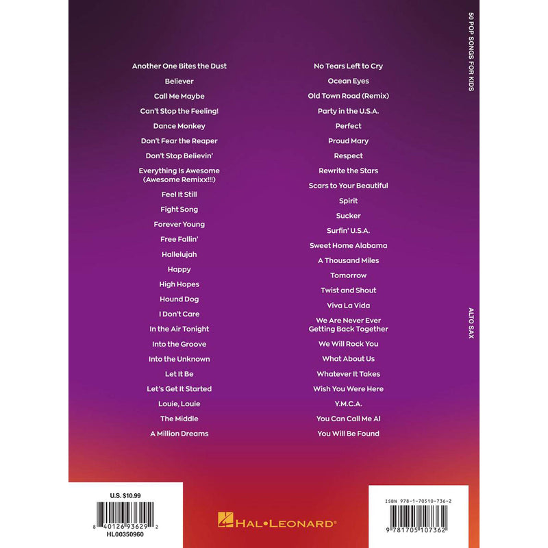 50 Pop Songs for Kids for Alto Sax,Used