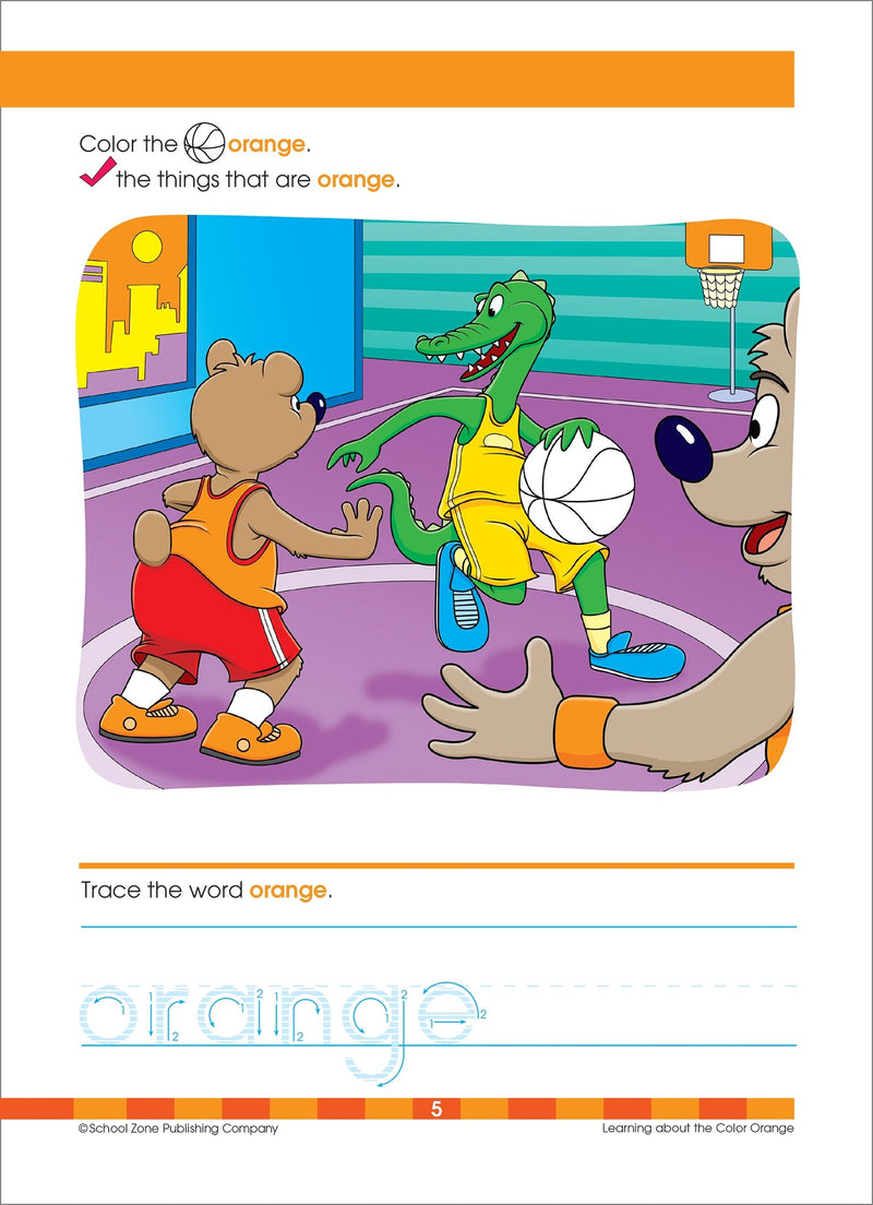 School Zone  Colors & Shapes Workbook  64 Pages, Ages 3 To 5, Preschool, Kindergarten, Color Names, Patterns, Tracing, Object ,Used