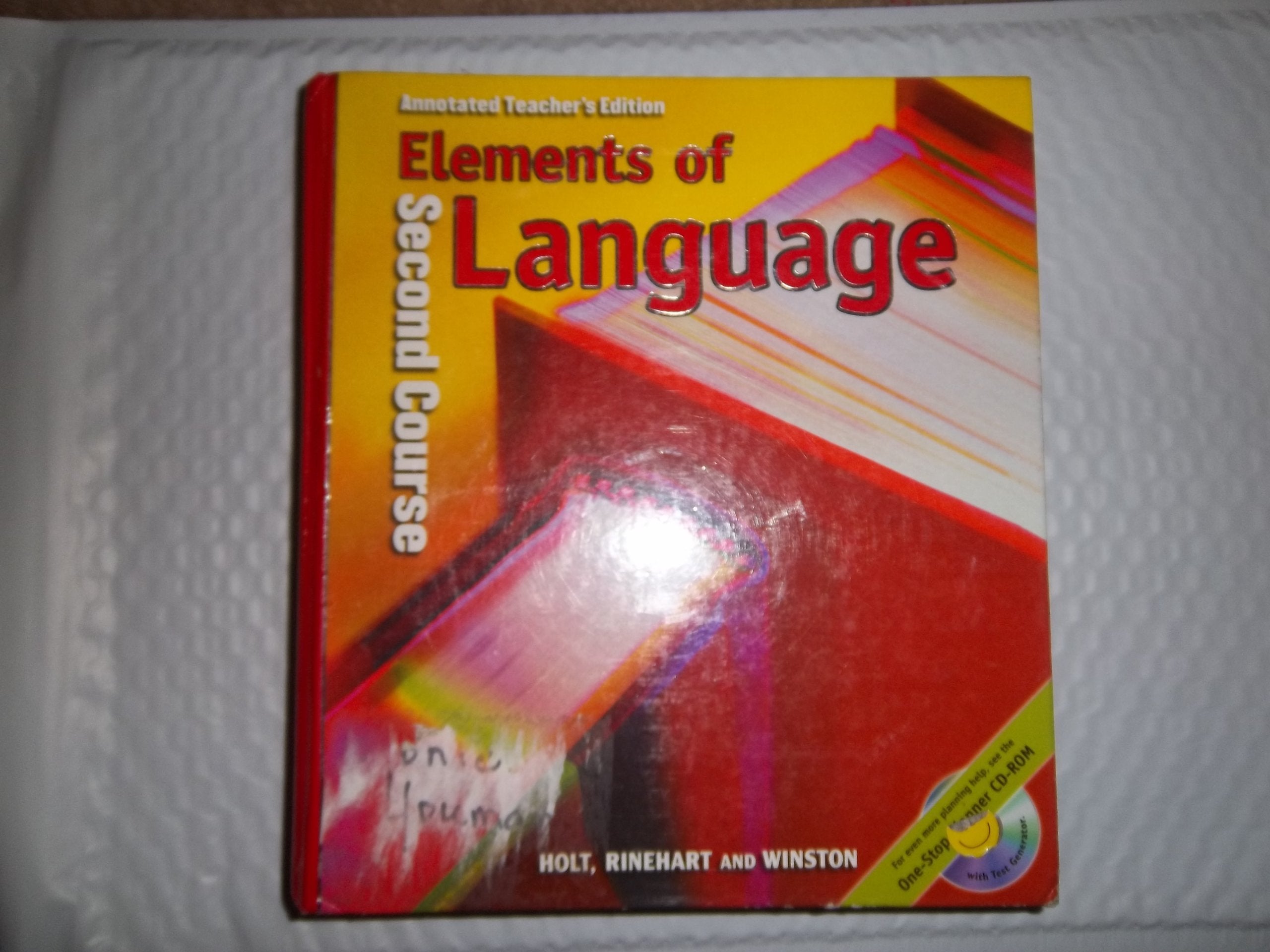 Elements Of Language: Second Course, Annotated Teacher'S Edition,Used