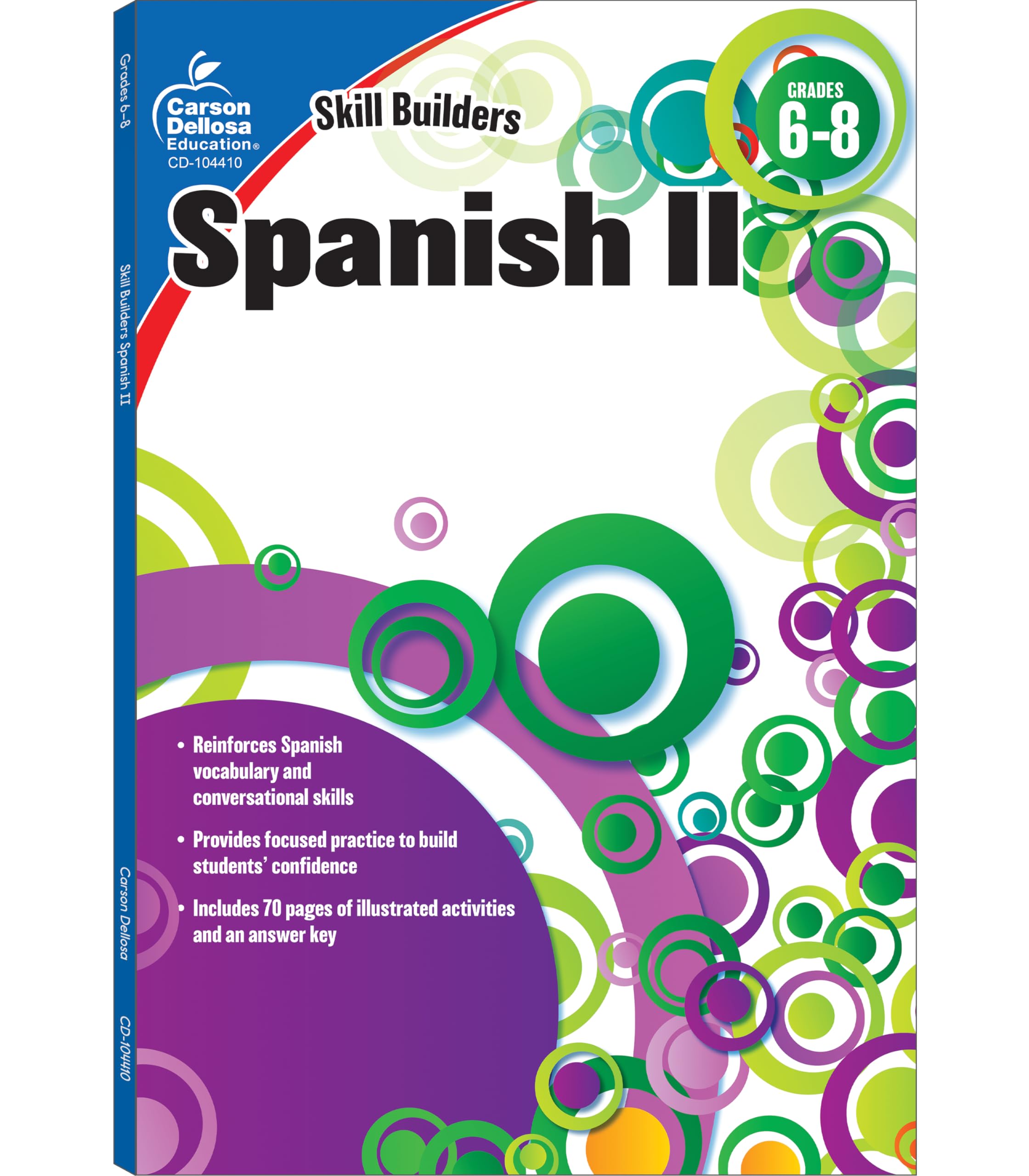 Carson Dellosa Skill Builders Grades 68 Level 2 Spanish Workbook, Vocabulary, Parts of Speech, Questions, and More, Middle Scho,New
