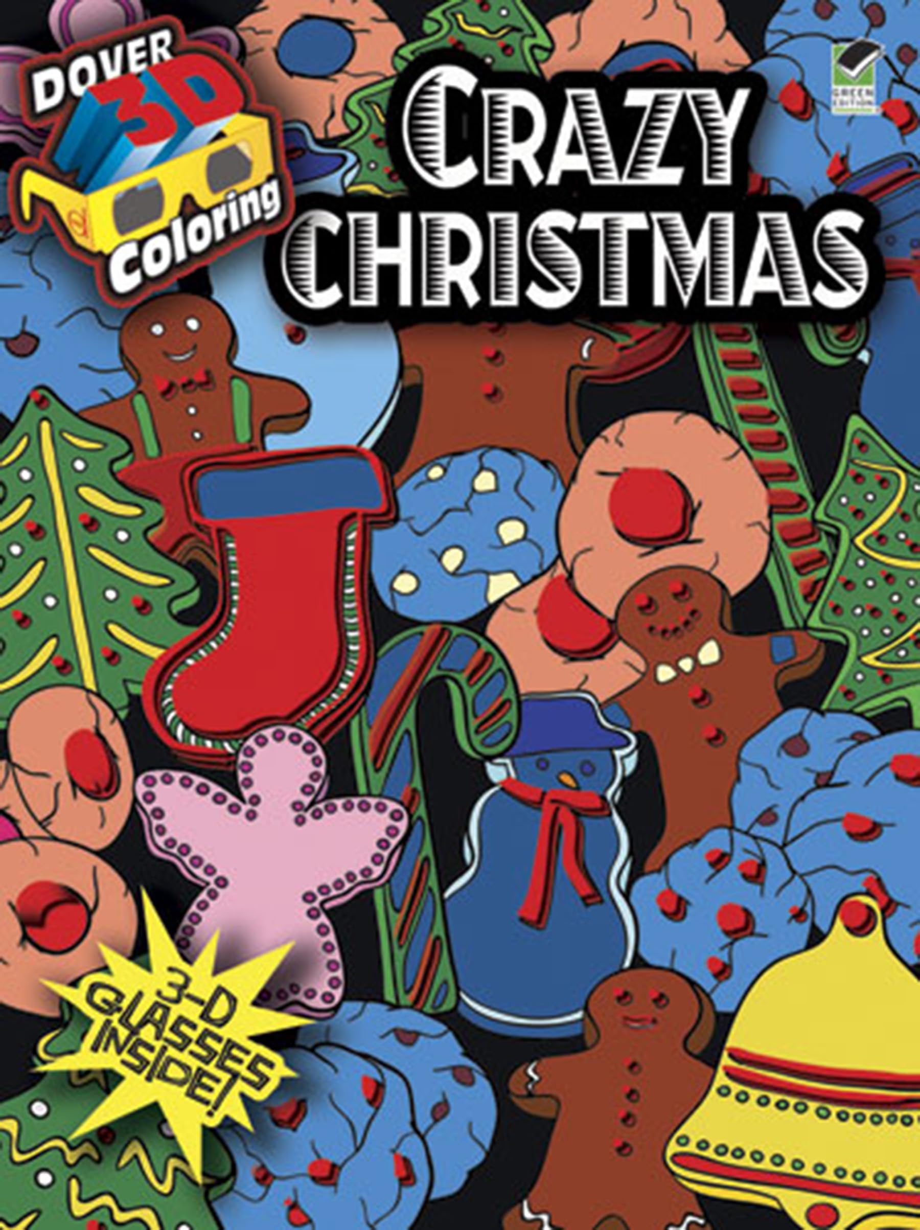3D Coloring BookCrazy Christmas (Dover Christmas Coloring Books),Used