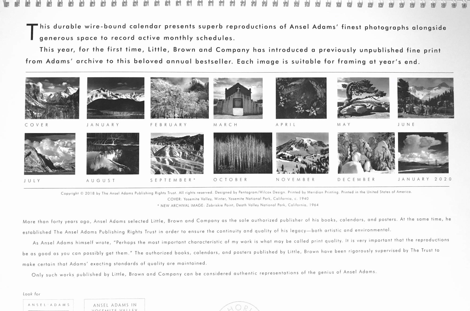 Ansel Adams 2019 Wall Calendar,New