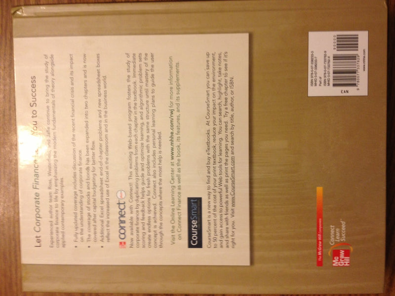 Corporate Finance 9Th Edition (Mcgrawhill/Irwin Series In Finance, Insurance And Real Estate),Used