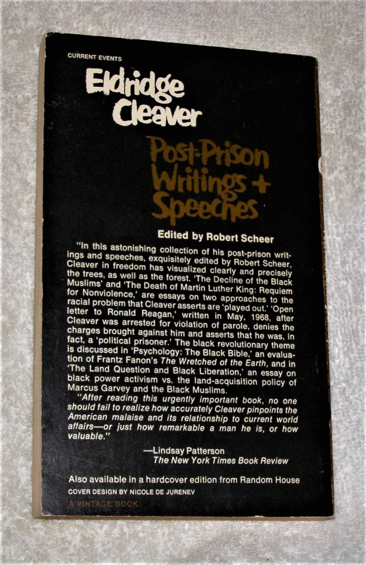 Eldridge Cleaver: PostPrison Writings and Speeches,Used
