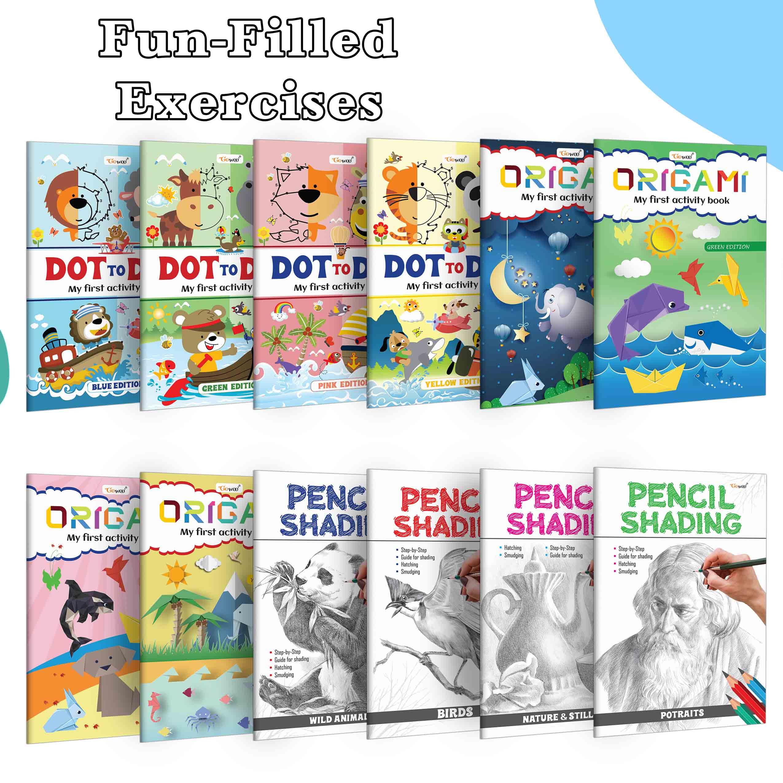 Essential First Activity Workbook For Kids : Activity Books For Preschoolers, Kids Activity Book, Portrait Drawing Book For Early Kids, Children Art And Craft Activity Book | Pack Of 12 Activity Books