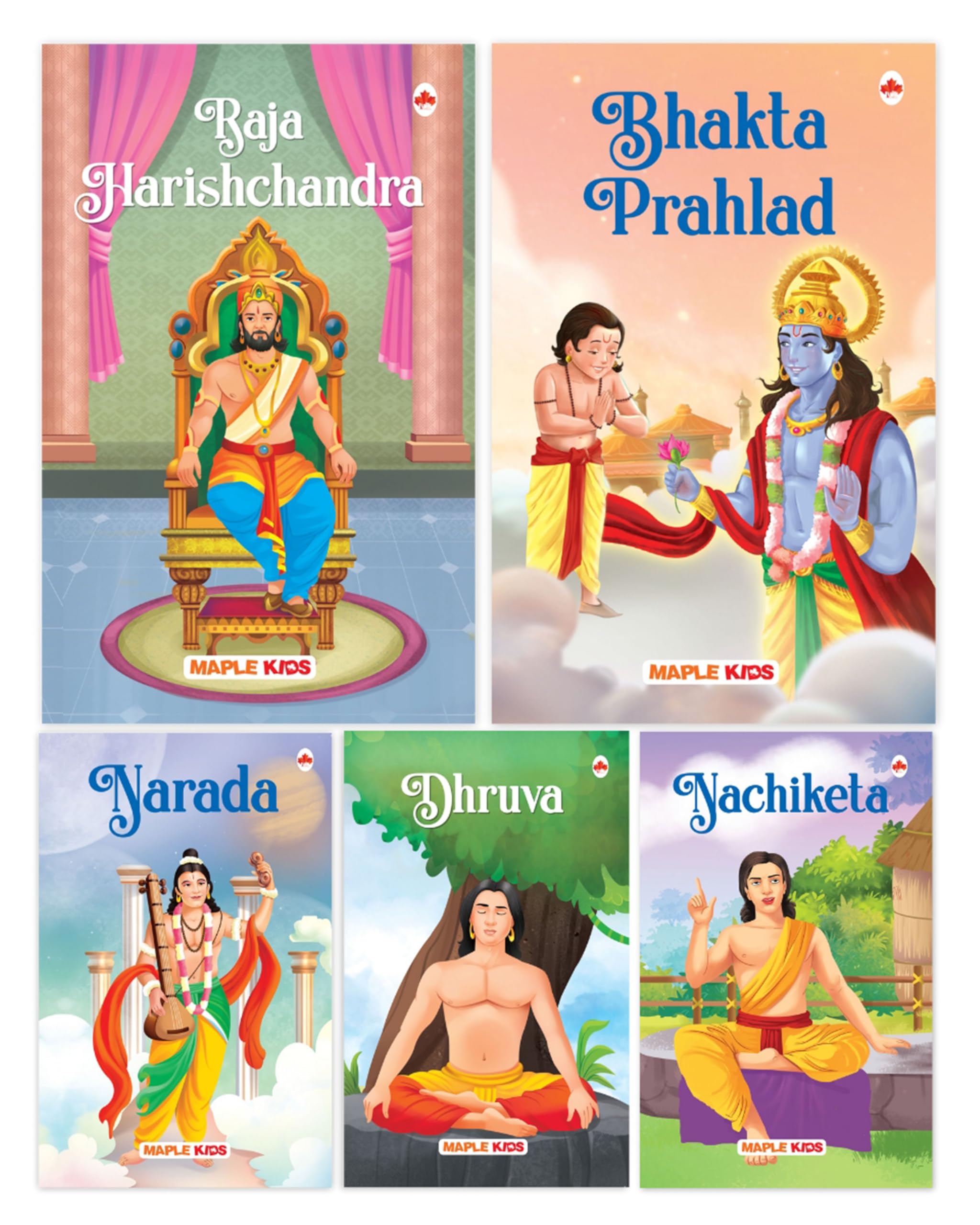 Story Books For Kids (Set Of 5 Books) (Illustrated) - Mythology Books For Children - Nachiketa, Dhruva, Narada, Raja Harishchandra, Bhakta Prahlad - English Short Stories - Read Aloud To Infants, Toddlers