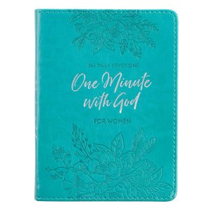 OneMinute With God For Women 365 Daily Devotions for Refreshment and Encouragement Teal Faux Leather Flexcover Gift Book Devoti,Used