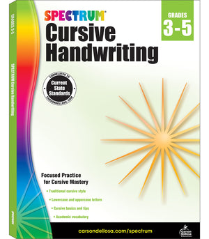 Spectrum Cursive Handwriting Workbook For Kids Ages 8 To 12, Letters And Crosscurricular Words Cursive Handwriting Workbook For,New