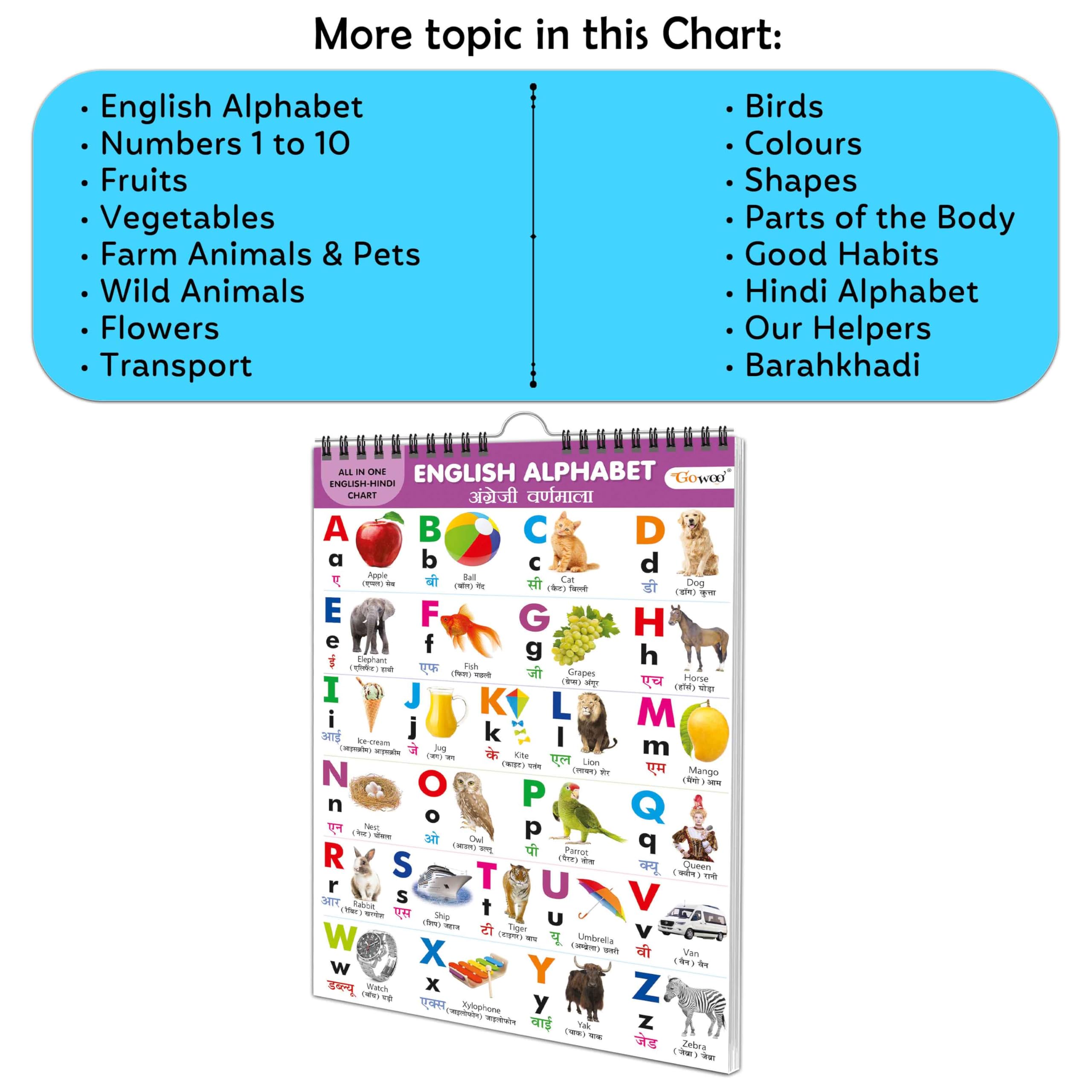 My First All In One Spiral Chart (English-Hindi) : Chart For Children, Learning Chart For Kids, Early Learning Chart With 16 Topics