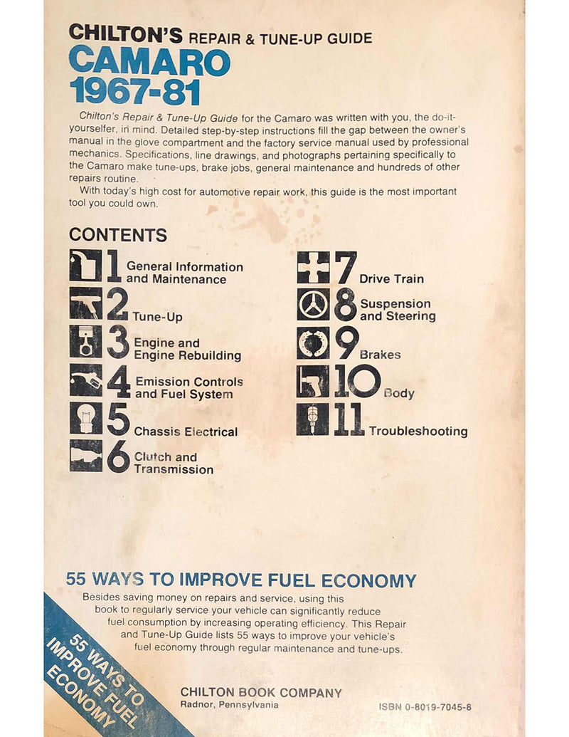 Chilton's Repair and TuneUp Guide: Camaro, 196781 (Chilton's Repair Manual),New