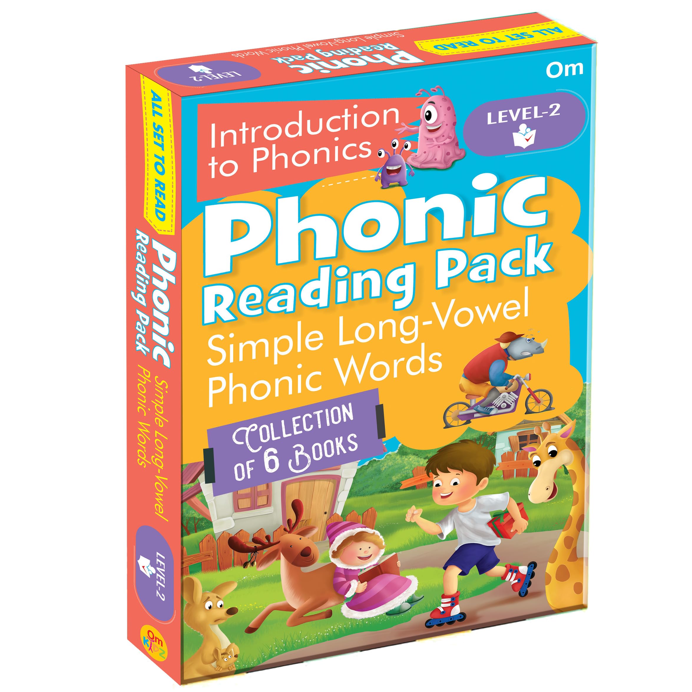 All Set To Read- Phonic Reading Pack - Simple Long - Vowel Phonic Words - Level 2 | Collection Of 6 Books | Introduction To Phonics | Boxset