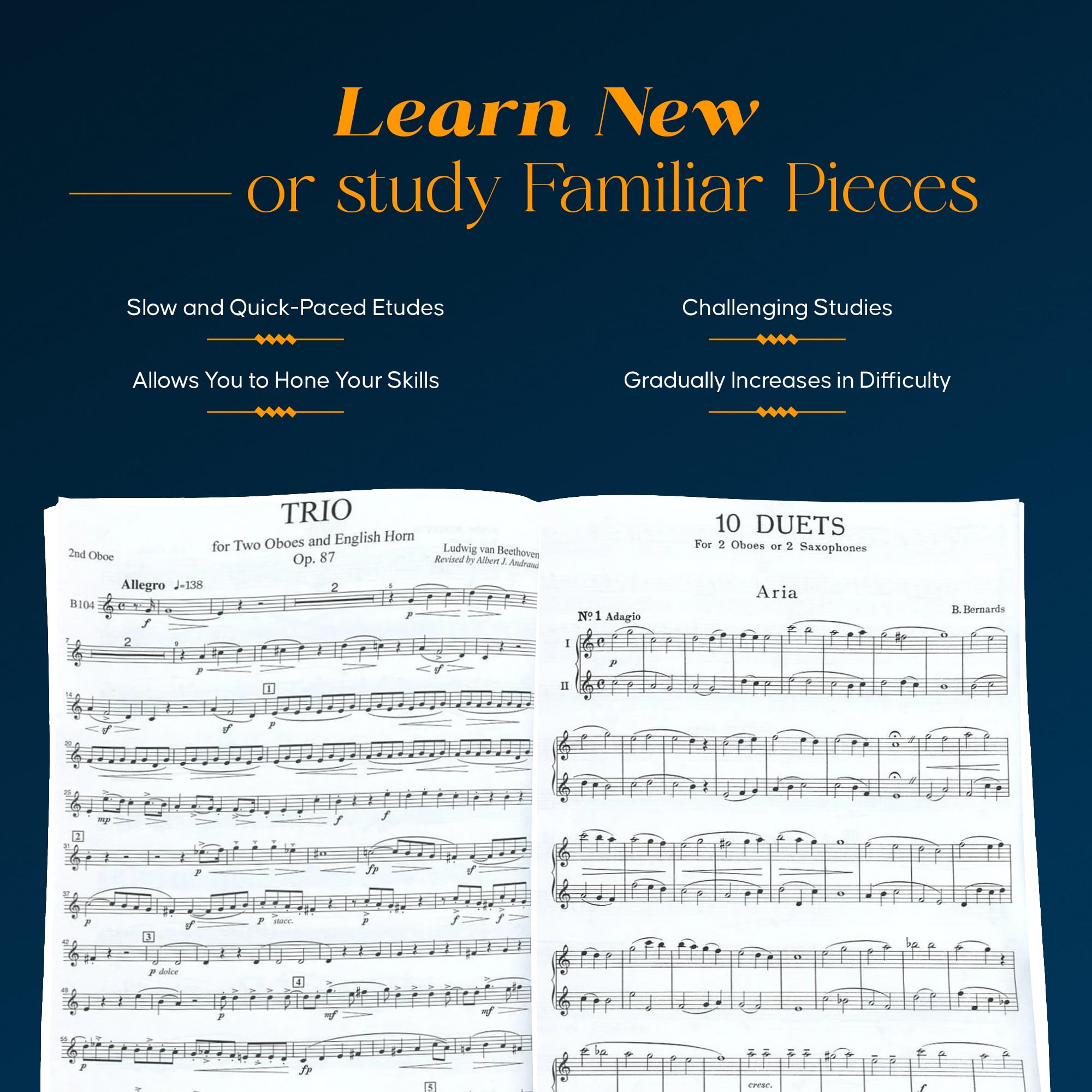 48 Famous Studies, (1st and 3rd Part): Oboe  Melodious Etudes with Oboe and Saxophone Sheet Music  Oboe and Saxophone Duet Boo,Used