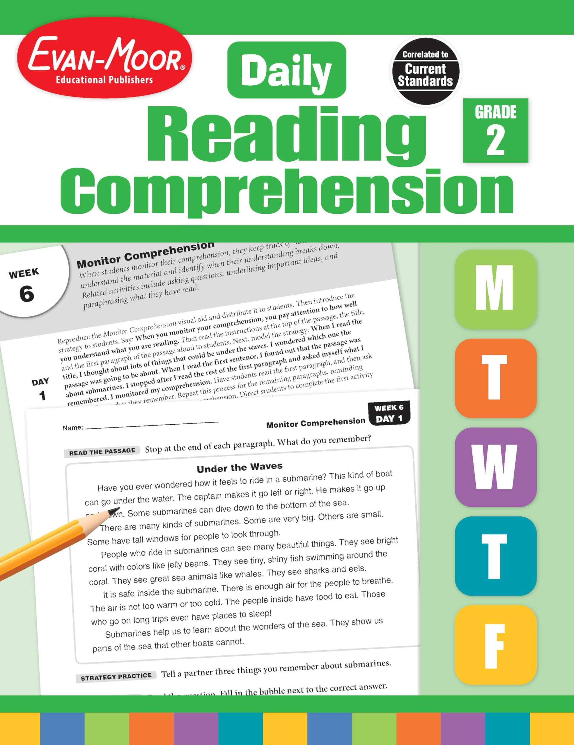 Evanmoor Daily Reading Comprehension, Grade 2  Homeschooling & Classroom Resource Workbook, Reproducible Worksheets, Teaching