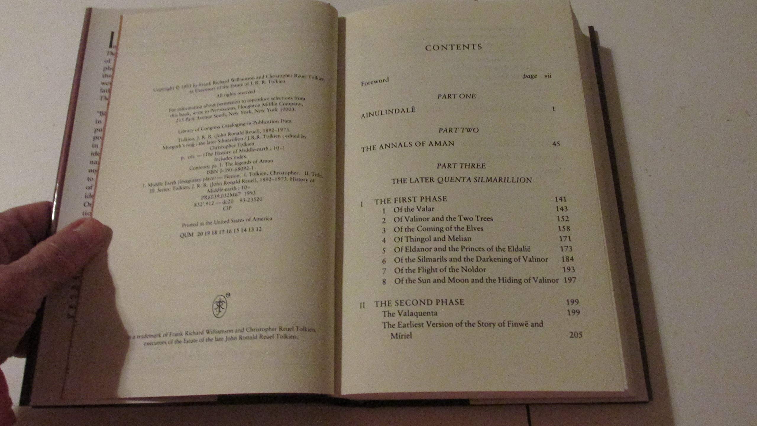 Morgoth's Ring: The Later Silmarillion, Part 1, Vol. 1,Used