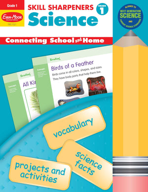 EvanMoor Skill Sharpeners Science Workbook, Grade 1, Physical, Life, and Earth Science, Songs, Activities, Space, Animals and E,New